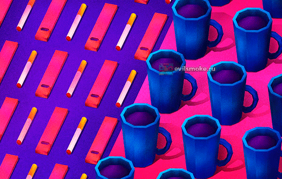 Фото - Коллаж кофейные чашки и сигареты