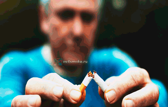 Фото - Мужчина ломает сигарету